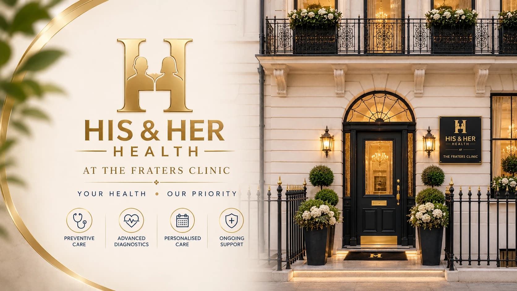 His & Her Health at The Fraters Clinic - the clinic entrance on Harley Street